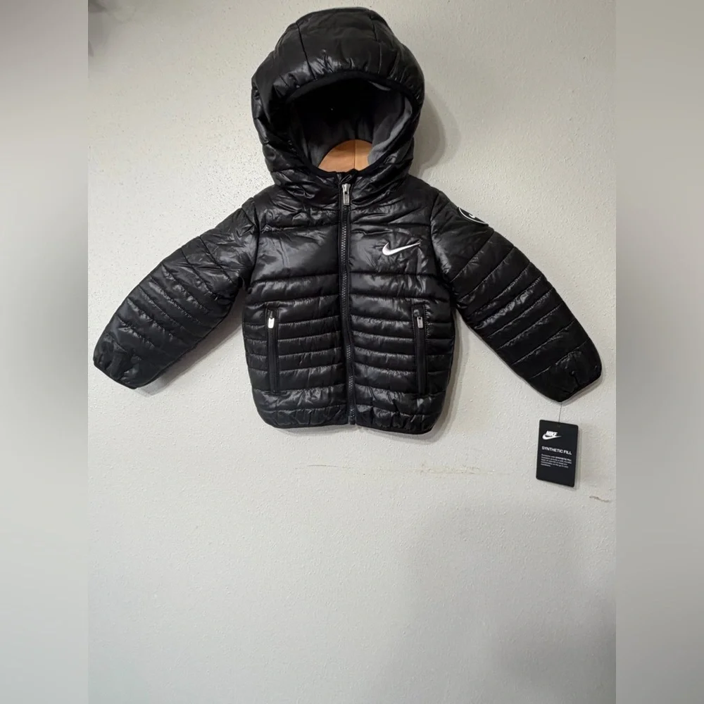 Nike Black Hooded Quilted Puffer Jacket‎